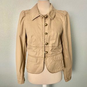 LOFT Tan Puff Shoulder Jacket Size 6 New w/Tags